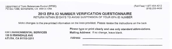 How To Complete Your EPA ID Number Verification Questionnaire