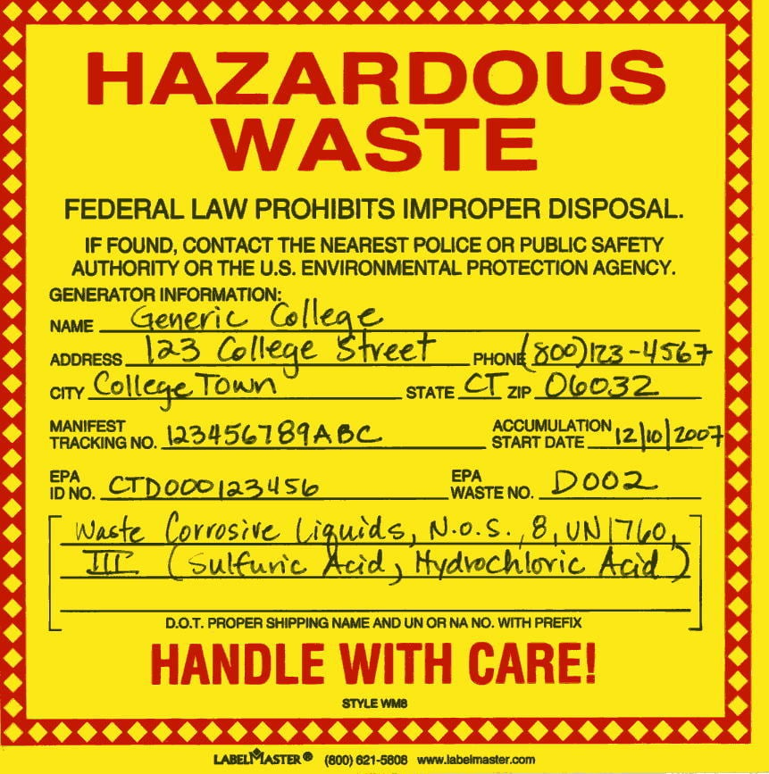 Compliance Issues With Hazardous Waste Regulatory Agencies   Hazardous Waste Label 